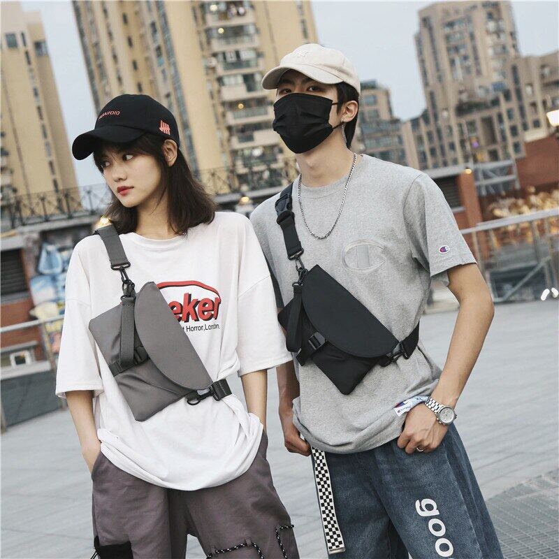กระเป๋าสะพายไหล่ ผ้าไนล่อน กันน้ํา ใส่โทรศัพท์ได้ แฟชั่นสําหรับผู้ชาย และผู้หญิง