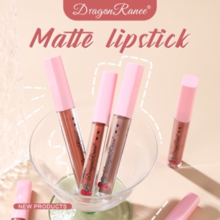 DRAGON RANEE Cherry Series 1PC Lip Gloss Velvet Matte Liquid Lipstick Easy To Color Professional  Lip Makeup Non-stick Cup Lip Glaze For Gift