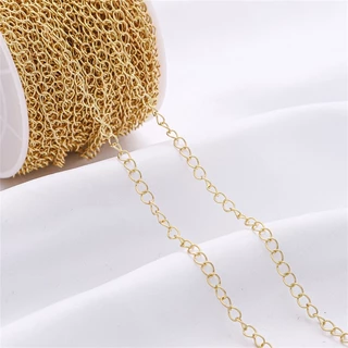[1-4 มม.] 1 ม. Electroplating 14k Gold-clad Chain Electroplating Platinum Chain 1 ม. ทองแดง diy ทําด้วยมือเครื่องประดับวัสดุ 1 ม.