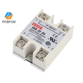 PCBFUN เอาต์พุต 24V-380V 25A SSR-25 DA โซลิดสเตตรีเลย์สำหรับตัวควบคุมอุณหภูมิ PID