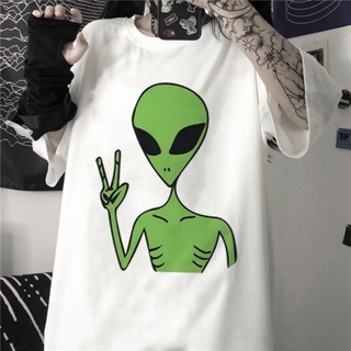 Alien print t-shirt  ถูกมาก!เสื้อยืดผู้ชายอินเทรนด์ใหม่ * คอกลมหลวมลายตัวอักษรอนิเมะ * สูทคู่รัก*คุณภาพสินค้าดีมาก*_02