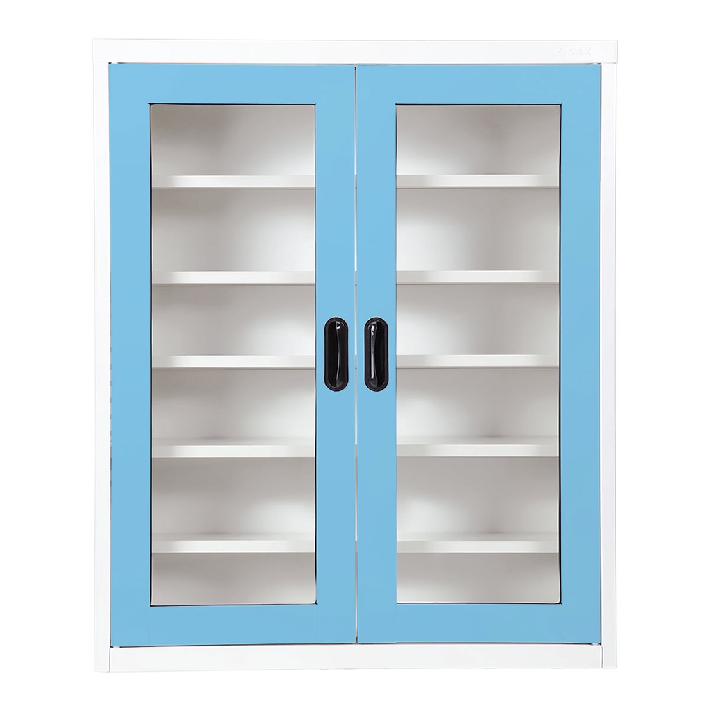 ตู้รองเท้าเหล็ก 5 ชั้น KIOSK รุ่น MAX-033 ขนาด 88 ซม. สีฟ้า - ครีมขาว