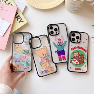 Casetify เคสโทรศัพท์มือถือ พลาสติกอะคริลิค TPU กันกระแทก ลายหมี กระต่าย Good Morning Fuku มีลายด้านข้าง สําหรับ iPhone 14 Pro MAX 14 Plus 13 Pro MAX 12 Pro MAX 11