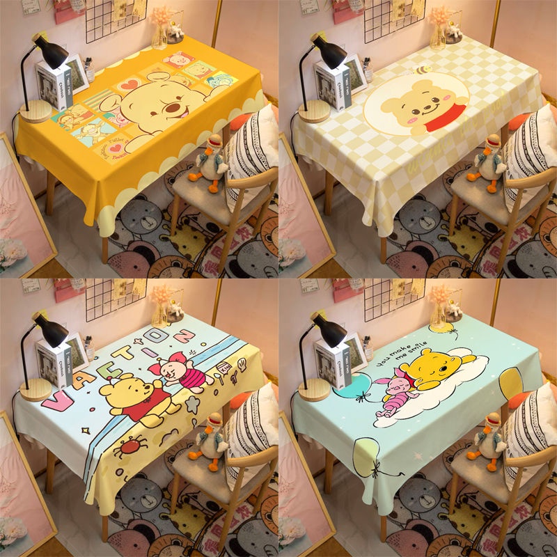 🔥ส่งด่วน🔥พร้อมส่ง ผ้าปูโต๊ะปิกนิก ลายการ์ตูนหมีพูห์น่ารัก กันฝุ่น ล้างทําความสะอาดได้ สําหรับห้องนอน ห้องนั่งเล่น