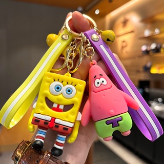 พวงกุญแจ จี้ตุ๊กตาซิลิโคน pvc รูปการ์ตูน SpongeBob SquarePants น่ารัก ขนาดเล็ก สําหรับห้อยกระเป๋านักเรียน รถยนต์ ของขวัญวันหยุด ขายส่ง