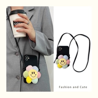 Fashion Sunflower Face Lanyard Card Bag Soft Phone Case for IPhone 14 Pro Max 13 Mini 12 11 Promax IP Xsmax Xs Max X Xr 6 6s 7 8 14 Plus Silicone Soft Phone 14promax Phone Cover