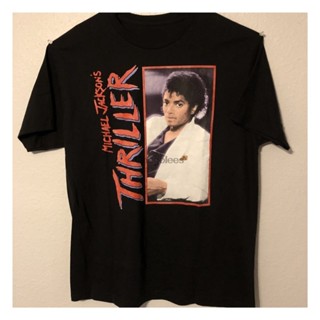 เสื้อยืดพิมพ์ลายแฟชั่น Michael Jackson Thriller ไมเคิล แจ็คสัน สไตล์วินเทจ สําหรับผู้ชาย&amp;amp;#เสื้อยืด พิมพ์ลาย King ofS