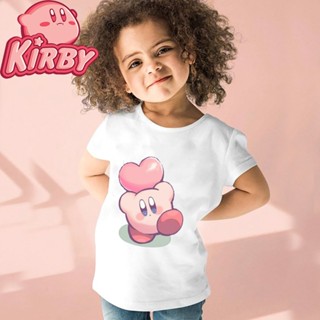 เสื้อยืด พิมพ์ลายการ์ตูน Kirby น่ารัก แฟชั่นฤดูร้อน สําหรับเด็กผู้หญิง