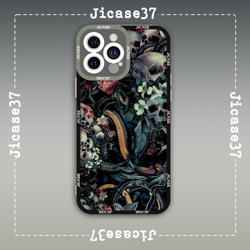 Jicase Snake Skull Pattern Square Edge iphone Case