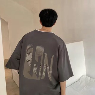 [Oversized] เสื้อยืดลําลอง คอกลม แขนสั้น พิมพ์ลาย ทรงหลวม เข้ากับทุกการแต่งกาย แฟชั่นฤดูร้อน สไตล์เกาหลี สําหรับผู้ชาย