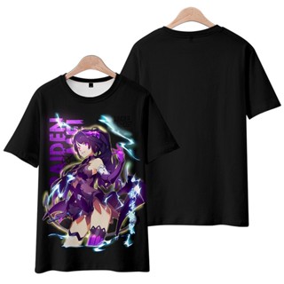 2022 New Anime Honkai Impact 3 Raiden Mei T Shirt Japanese Anime Mens Loose Womens Casual 3D Printing Short Sleev_02