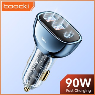 Toocki 90W ที่ชาร์จในรถยนต์ USB แบบหลายพอร์ต ชาร์จเร็ว QC3.0 80W PD ประเภท-C อะแดปเตอร์รถ