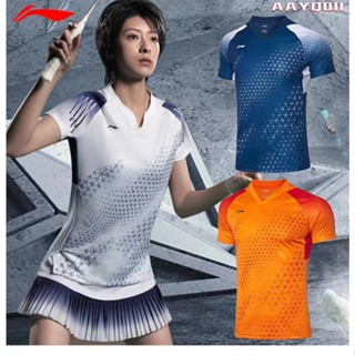 Li Ning 2023 ใหม่ เสื้อแบดมินตัน แขนสั้น แบบแห้งเร็ว สําหรับผู้ชาย และผู้หญิง