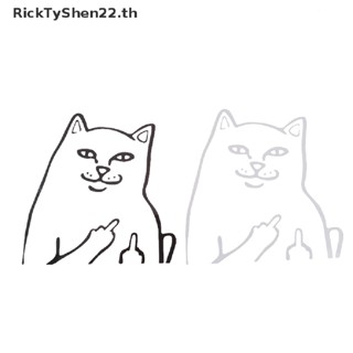 Ricktyshen สติกเกอร์ ลายการ์ตูนแมว สีขาวดํา 15*14 ซม. สําหรับตกแต่งรถยนต์ 1 ชิ้น