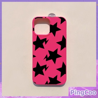 PingCoo - Candy Case For iPhone 14 13 12 11 Plus Pro Max XR TPU Soft Glossy Pink Case Black Star Camera Protection Shockproof Back Cover