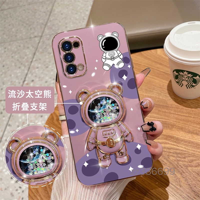 เคส infinix note 10 note 10 pro 11 pro 11s infinix smart 7 เคสโทรศัพท์มือถือ TPU นิ่ม ชุบไฟฟ้า บางมาก กันกระแทก ลายหมีอวกาศ 3D พร้อมขาตั้ง สําหรับ infinix note 10 note 10 pro 11 pro 11s infinix smart 7