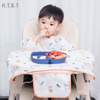 H.T.B.T Baby Feeding Bib กันน้ำตะขอปรับได้และห่วงแขนยาวเด็กวัยหัดเดิน สำหรับเด็ก S