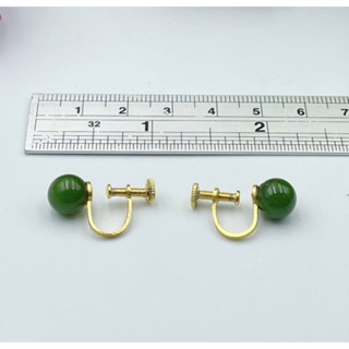 Natural Round Nephrite Jade earring Green and Black Jade AAA Quality jade jewelry High Quality Jade Earrings.