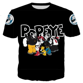 classical cartoon 90s Popeye 3D print Casual T-Shirt Mens Short Sleeve Tops u4eV_03