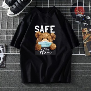 &lt;STOCKS SEDIA ADA&gt; STAY SAFE BAJU TEDDY BEAR 100%COTTON T-SHIRT LENGAN PENDEK /T-Shirt Fashion/Oversize/Plus Size T_02