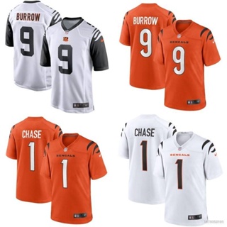 เสื้อกีฬาแขนสั้น ลายทีมชาติฟุตบอล Cincinnati Bengals NFL No.9 Burrow No.1 BS1 ชุดเหย้า สําหรับผู้ชาย และผู้หญิง SB1