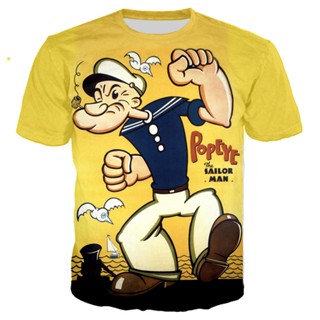 เสื้อยืด คอกลม พิมพ์ลาย Popeye 3 มิติ สไตล์พังก์ แนวสตรีท ฤดูร้อน สําหรับผู้ชาย และผู้หญิง ไซซ์ XS-6XL_03