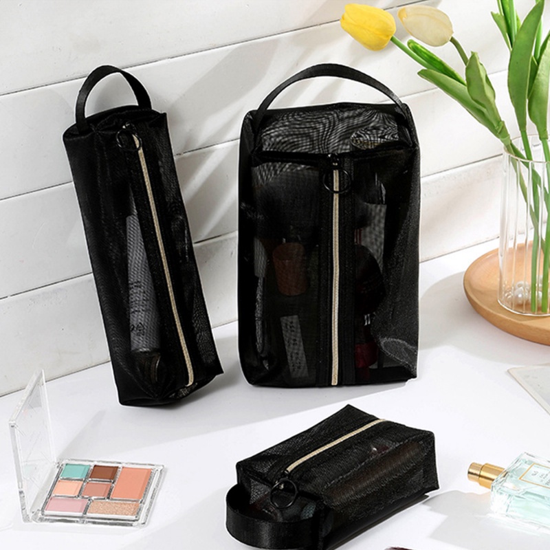 [ Featured ] กระเป๋าเครื่องสําอาง ผ้าตาข่าย แบบใส ขนาดใหญ่ จุของได้เยอะ สีดํา ของใช้ในครัวเรือน สําหรับห้องน้ํา เดินทาง