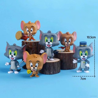 Brad 6 ชิ้น Tom and Jerry Action Figure Q Version Cat and Mouse โมเดลตุ๊กตาของเล่นสําหรับเด็ก ตกแต่งบ้าน รถ เครื่องประดับ