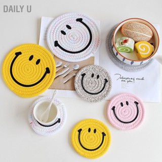 Daily U ที่รองจาน Expression เชือกฝ้ายกลมทอ Placemat เกาหลีใต้ Simple Smile แผ่นฉนวนกันความร้อน