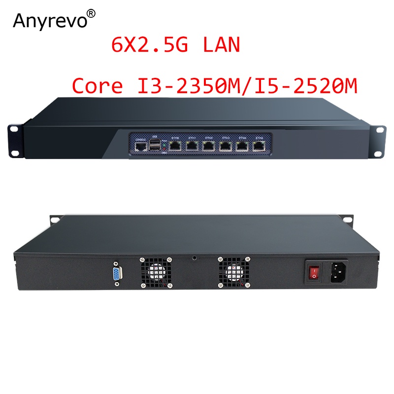 1U Rackmount Intel Core i5 2520M i3-2350M Dual Core Firewall Router 6 X Intel 2.5G LAN VPN MINI PC S