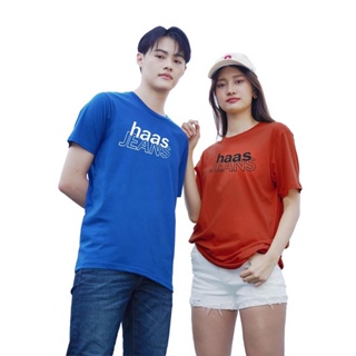 เสื้อยืดผู้หญิง haas เสื้อยืดแขนสั้น unisex ผู้ชาย ผู้หญิง ลายสรีน haas JEANS SHSK2587B เสื้อยืดผ้านิ่ม เสื้อยืดสีพื้น