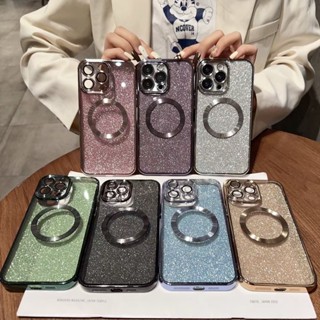 เคสโทรศัพท์มือถือ แบบแม่เหล็ก ลายกลิตเตอร์วิบวับ สําหรับ iPhone 11 Pro Max 12 Pro Max 13 Pro Max 14 Pro Max 14 Plus