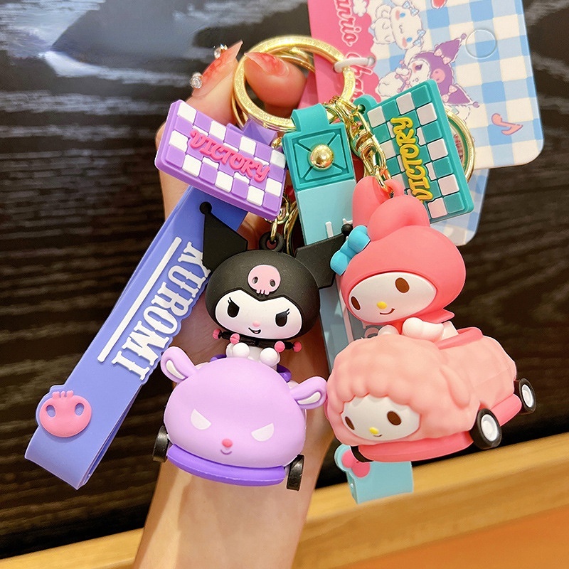 ของแท้ Sanrio น่ารัก ตลก รถ พวงกุญแจ / การ์ตูนคุโรมิ จี้ ของขวัญ ขนาดเล็ก