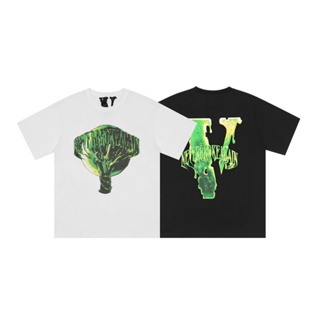 Vlone X Never Brokr Again Slime เสื้อยืดแขนสั้น ทรงหลวม สไตล์ฮิปฮอป สีเขียว