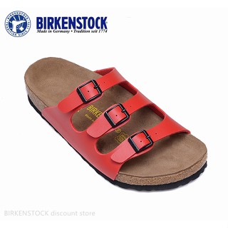 【Original】Birkenstock Florida Men/Women Classic Cork Matte Red Slippers 34-46