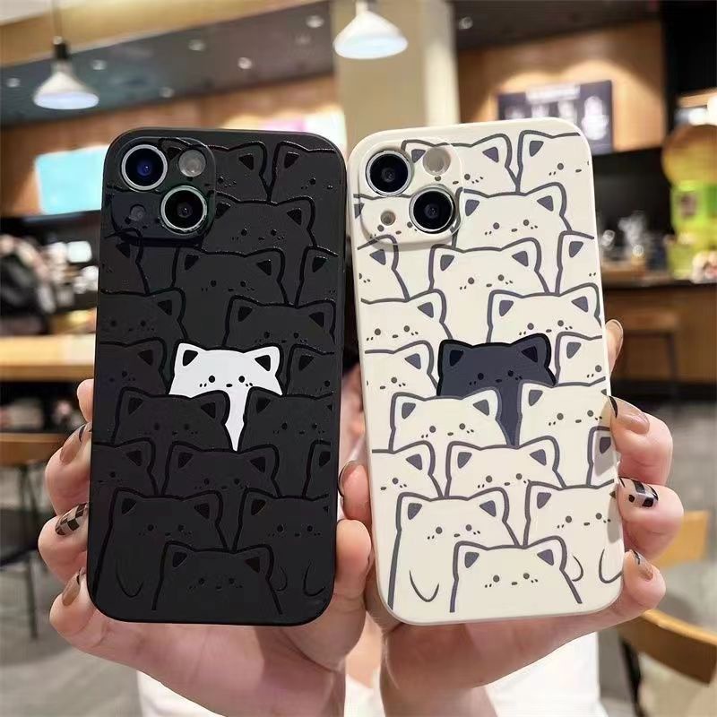 SF| เคส สำหรับ OPPO A3X A3 Pro A1K A3S A12E A7 A5S A12 A15 A15S A16 A16K A17 A54 A55 A11K A5 A9 A31 2020 A91 A33 A53 A52 A92 A57 A60 A74 A76 A77 A77S A78 A79 A95 A96 A98 A83 A37 A37F A39 A71 Soft คู่เรียบง่ายเต็มหน้าจอน่ารักอ้วนแมวโทรศัพท์มือถือเคส