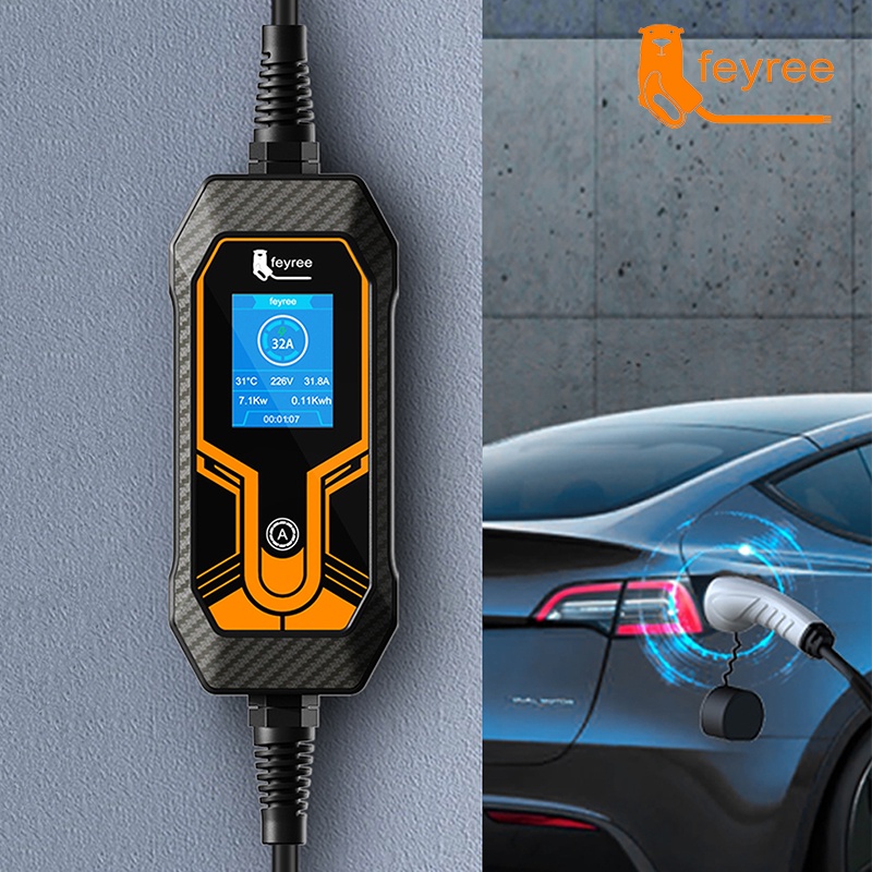 Feyree สายชาร์จ EV แบบติดผนัง 32A 7KW 5 เมตร พร้อมปลั๊ก CEE EVSE แบบพกพา สําหรับยานพาหนะไฟฟ้า รถยนต์