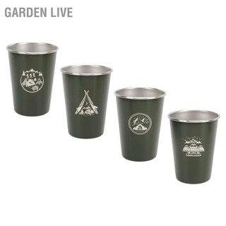 GARDEN LIVE 4 ชิ้นถ้วยเบียร์สแตนเลสตั้งแคมป์กลางแจ้งถ้วยกาแฟชานมแก้วพร้อมถุงเก็บ