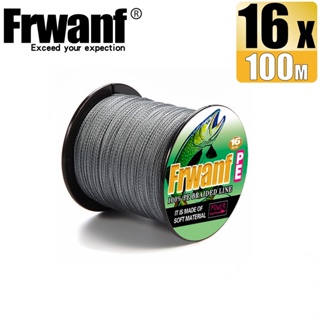 Frwanf สายเอ็นตกปลา แบบถัก PE X16 20-500LB 100 ม. 16 เส้น สีเทา