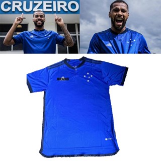 เสื้อกีฬาแขนสั้น ลายทีมชาติฟุตบอล Cruzeiro 2023 ชุดเหย้า สีฟ้า 2023