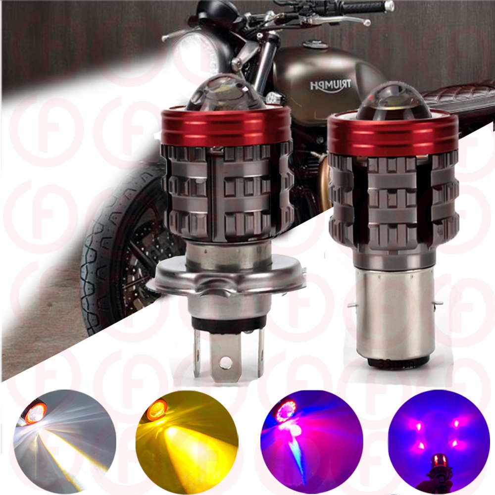 หลอดไฟหน้ารถจักรยานยนต์ LED H4 HS1 H6 BA20D T19 P15D เลนส์ไฟตัดหมอก ไฟสูง ต่ํา สี่โหมด แฟลชนางฟ้า ตาปีศาจ ไฟหน้า ไฟสปอตไลท์ Moto