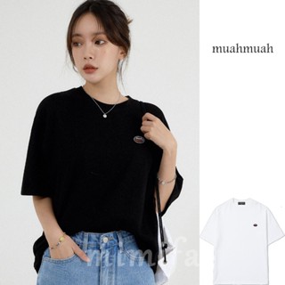 [muahmuah] เสื้อยืดผ้าฝ้าย แขนสั้น โอเวอร์ไซซ์