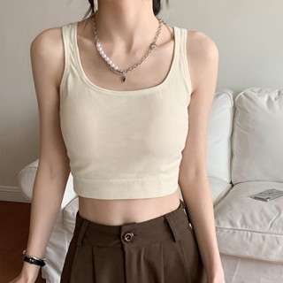 NZN เสื้อครอป เอวลอย พร้อมแผ่นรองหน้าอก แฟชั่นฤดูร้อน
