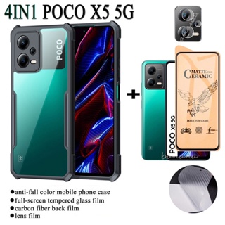 4in1 เคสโทรศัพท์ซิลิโคน กันกระแทก เนื้อแมตต์ สําหรับ Xiaomi POCO X5 Pro 5G X3 NFC Pro M5 F3