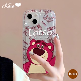 เคสโทรศัพท์มือถือ ซิลิโคนนิ่ม TPU ใส กันกระแทก ลายการ์ตูนหมีสตรอเบอร์รี่น่ารัก สําหรับ iPhone 11 13 14 12 Pro MAX X XS MAX 6 6S 7 8 XR Plus