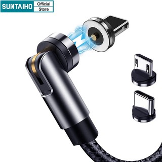 Suntaiho Quick Charging 540 Degree Rotation Fast Magnetic Charger Cable USB Type C Micro 3 in 1 Cord for iPhone Android