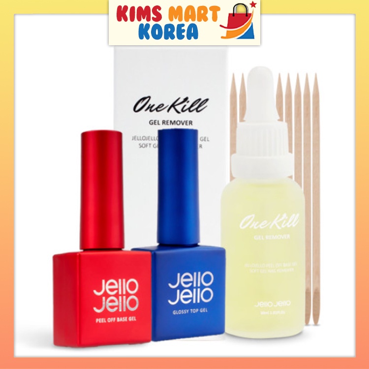 Jello Jello One Kill Remover Fixer Base Gel Glossy Top Gel Peel Off Base Gel Real Matt Top Gel เจลเก