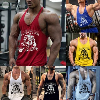 GORGEOUS~Men Fitness Tank Top Gym Vest Casual Cotton Loose Stringer Plain For Sports