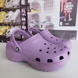 รองเท้าแตะ crocs พื้นหนา กันลื่น แต่งรูกลวง เหมาะกับเดินชายหาด สําหรับผู้หญิง206750