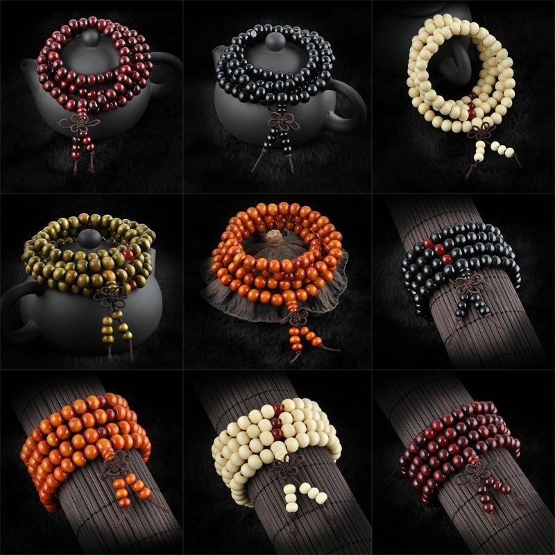 สร้อยข้อมือ กําไลข้อมือ ลูกปัดไม้จันทน์ธรรมชาติ 6 มม. 108 เม็ด สําหรับผู้ชาย และผู้หญิง 1 ชิ้น